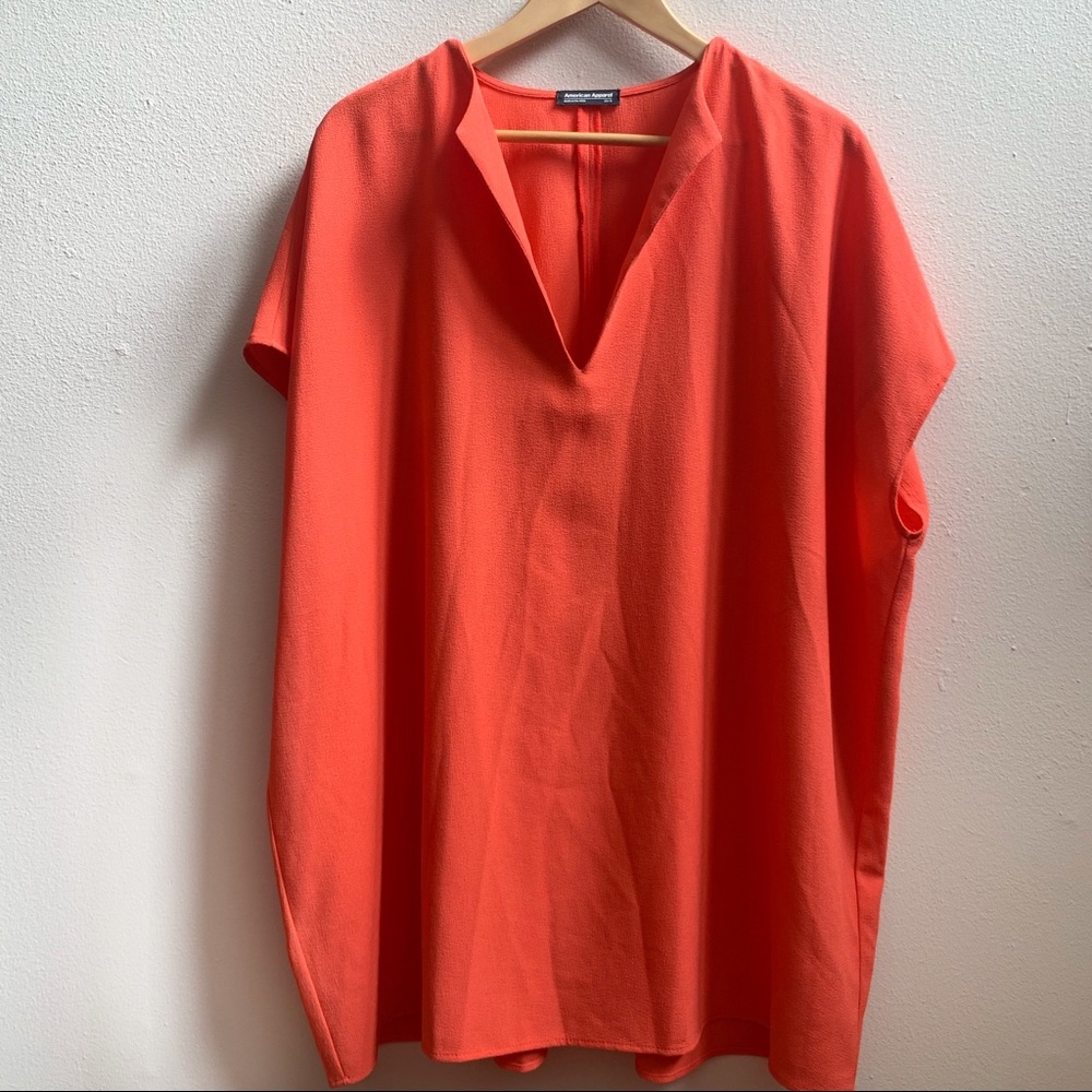 Coral American Apparel Adia V Neck Crepe Dress